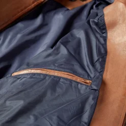 Discount Stetson Zip-Front Lightweight Leather Jacket Brown
